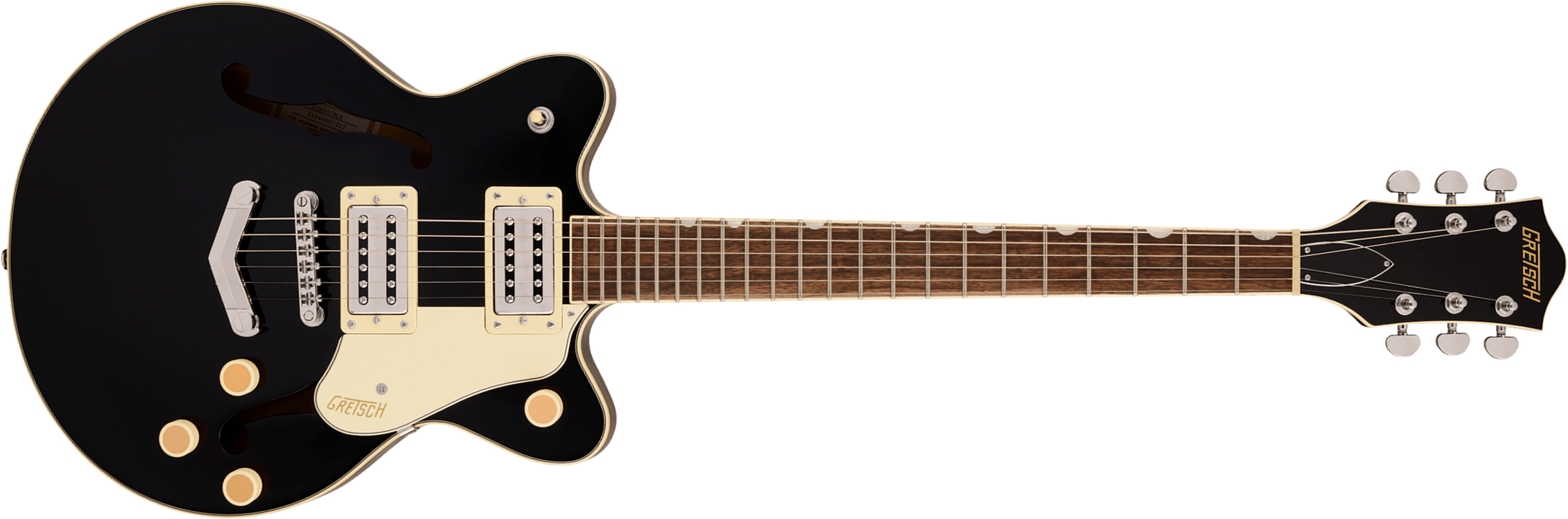 Gretsch G2655 Center Block Jr Dc V-stoptail Streamliner 2h Ht Lau - Black - Double cut electric guitar - Main picture