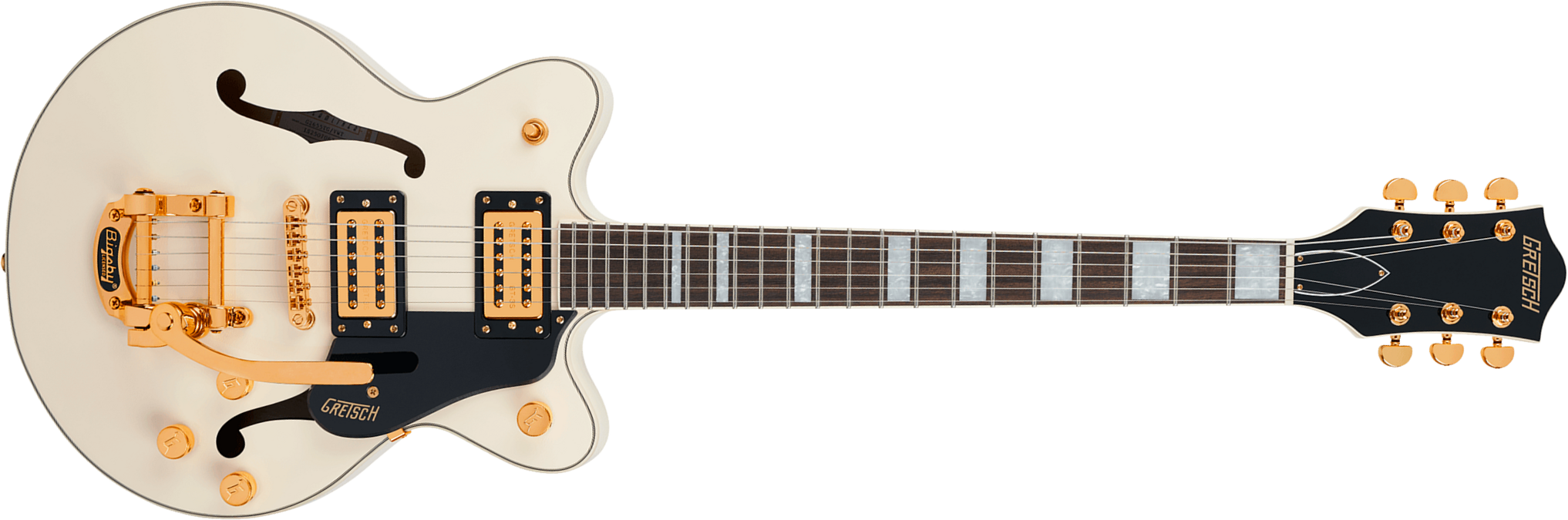 Gretsch G2655tg Center Block Jr Dc Bigsby Streamliner Ltd 2h Trem Lau - Vintage White - Semi-hollow electric guitar - Main picture