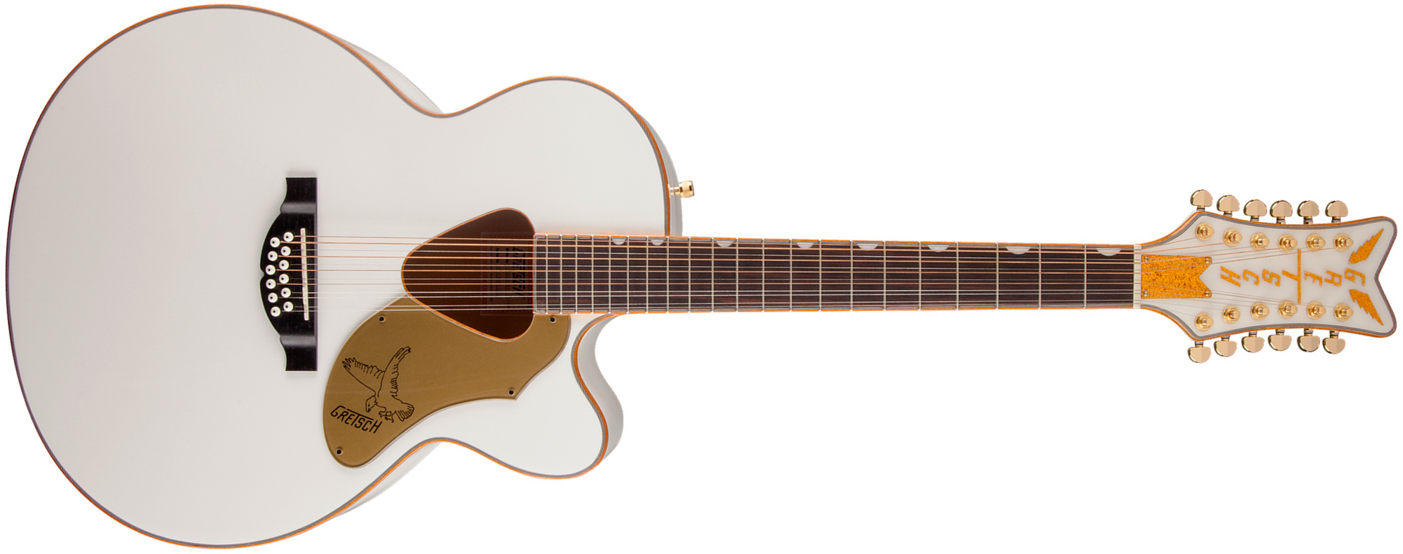 Gretsch G5022cwfe-12 Rancher Falcon Jumbo 12c Epicea Erable Lau - White - Folk guitar - Main picture