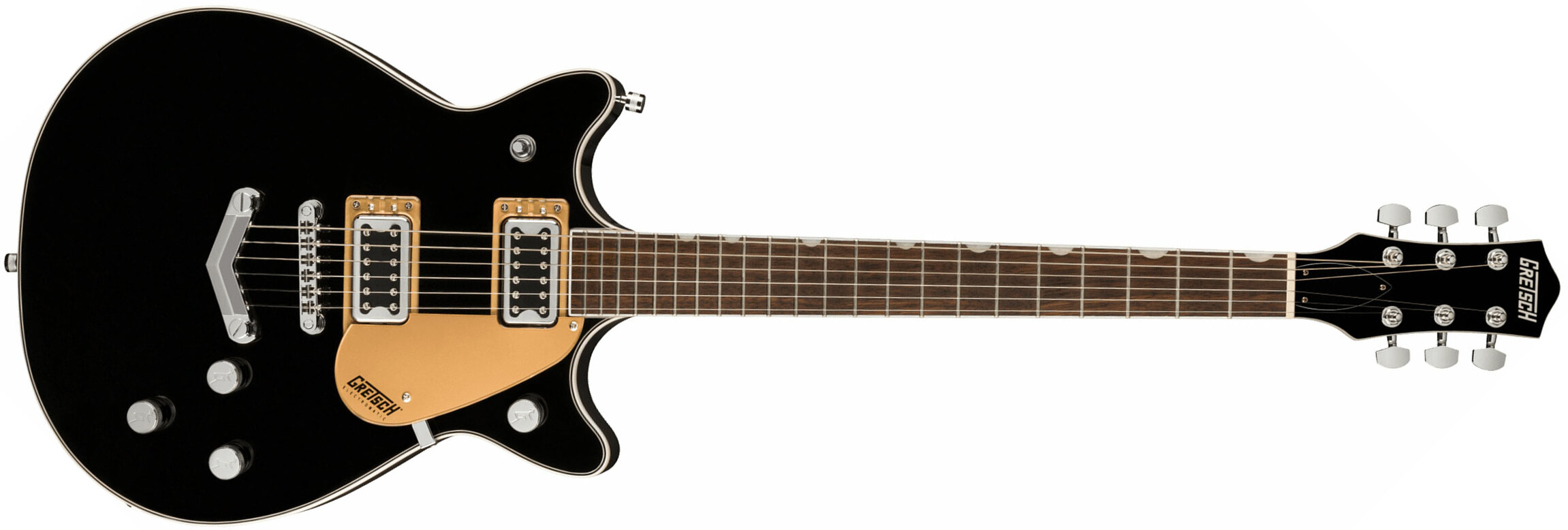 Gretsch G5222 Electromatic Double Jet Bt V-stoptail Hh Ht Lau - Black - Double cut electric guitar - Main picture