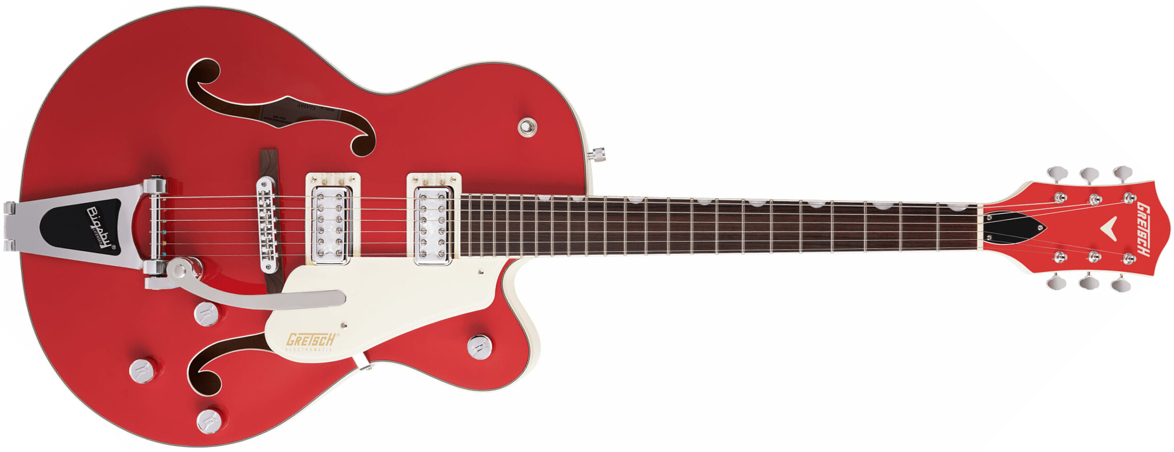 Gretsch G5410t Tri-five Electromatic Hollow Hh Bigsby Rw - 2-tone Fiesta Red On Vintage White - Semi-hollow electric guitar - Main picture