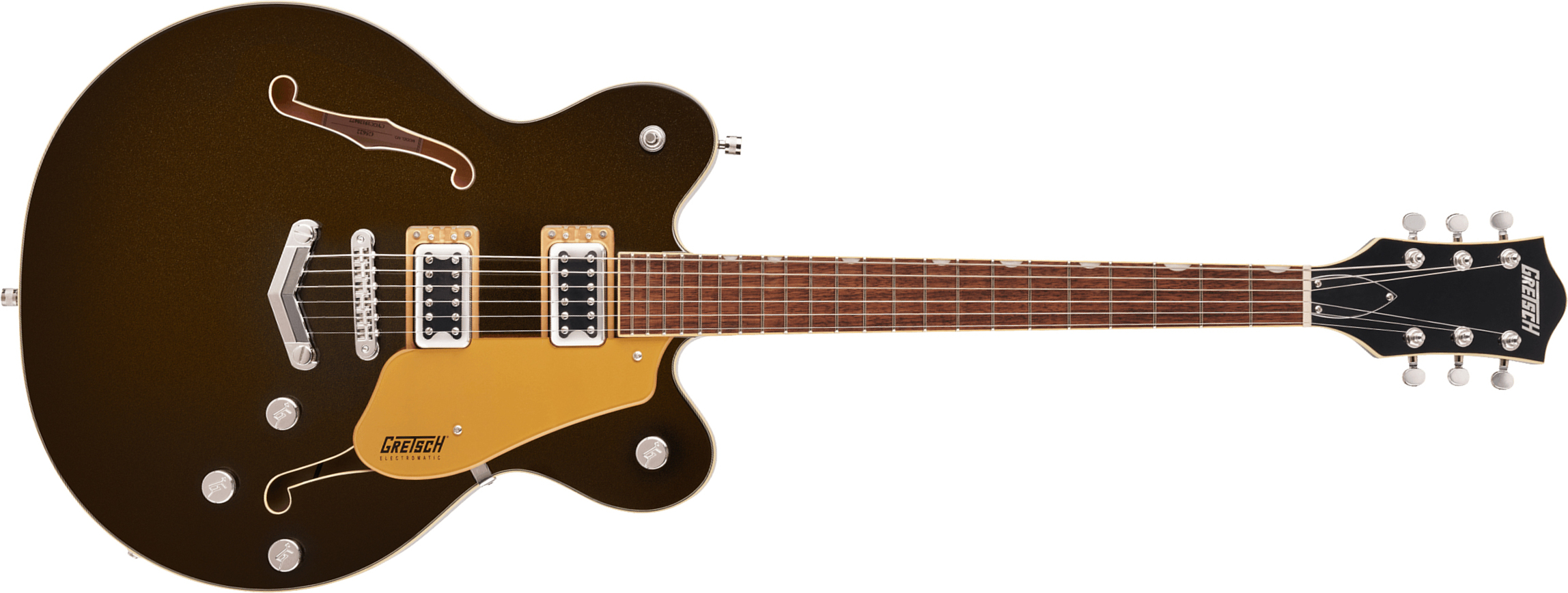 Gretsch G5622 Center Bloc Double Cut V-stoptail Electromatic Hh Ht Lau - Black Gold - Semi-hollow electric guitar - Main picture