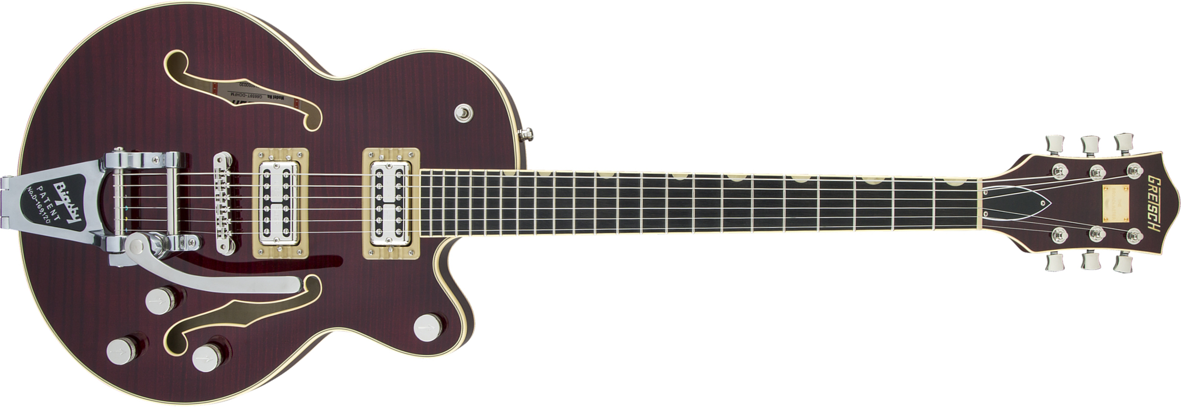 Gretsch G6659tfm Broadkaster Jr Center Bloc Players Edition Pro Jap Bigsby Eb - Dark Cherry Stain - Semi-hollow electric guitar - Main picture