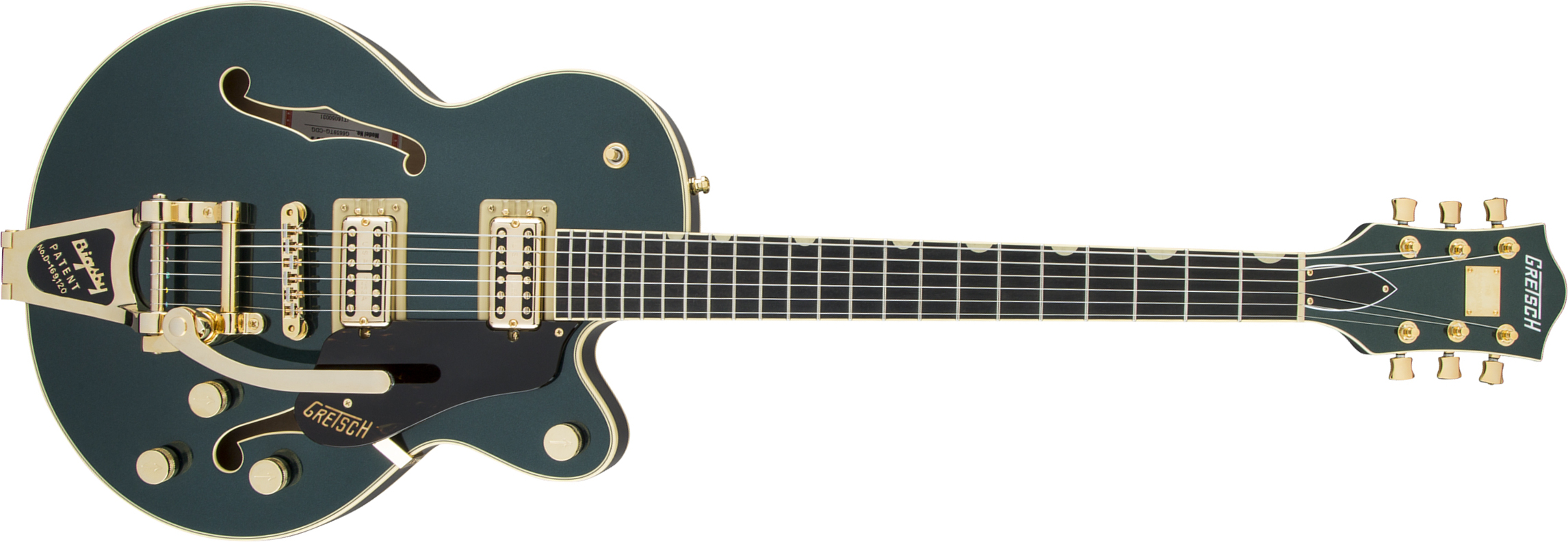 Gretsch G6659tg Broadkaster Jr Center Bloc Players Edition Bigsby Pro Jap 2h Trem Eb - Cadillac Green - Semi-hollow electric guitar - Main picture