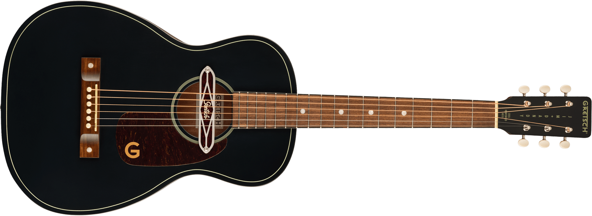 Gretsch Jim Dandy Deltolux Parlor Tout Sapele Noy - Black Top Semi Gloss - Electro acoustic guitar - Main picture