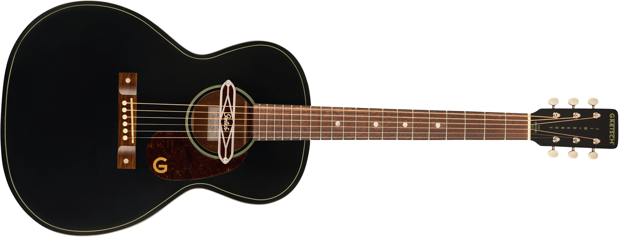 Gretsch Jim Dandy Deltoluxe Concert Tout Sapele Noy - Black Top Semi Gloss - Electro acoustic guitar - Main picture