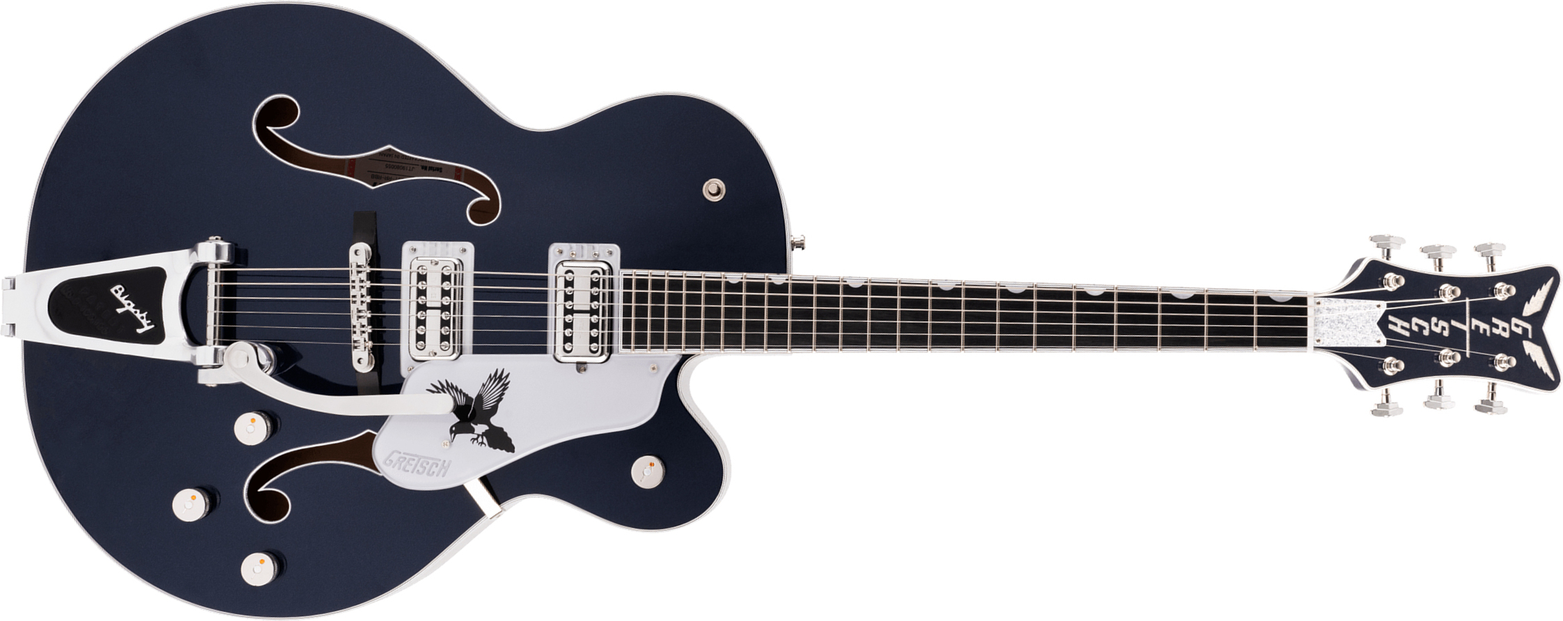 Gretsch Rich Robinson G6136t-rr Magpie Pro Jap Signature Hh Bigsby Eb - Raven's Breast Blue - Hollow-body electric guitar - Main picture