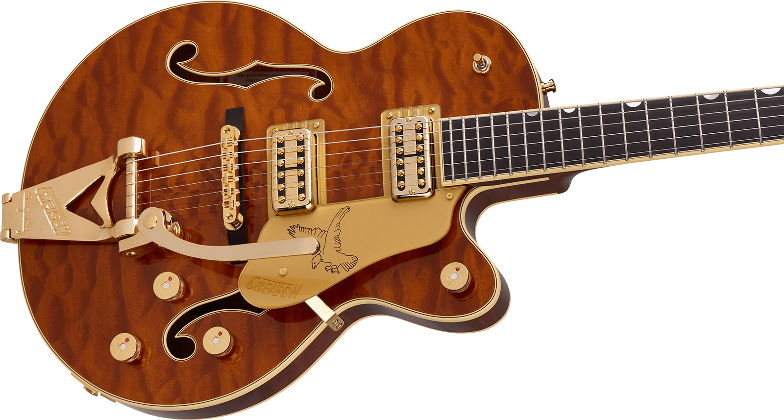 Gretsch Falcon Center Block Jr Bigsby Quilted Maple Pro Jap Ltd 2h Trem Eb - Roundup Orange Stain - Single cut electric guitar - Variation 2