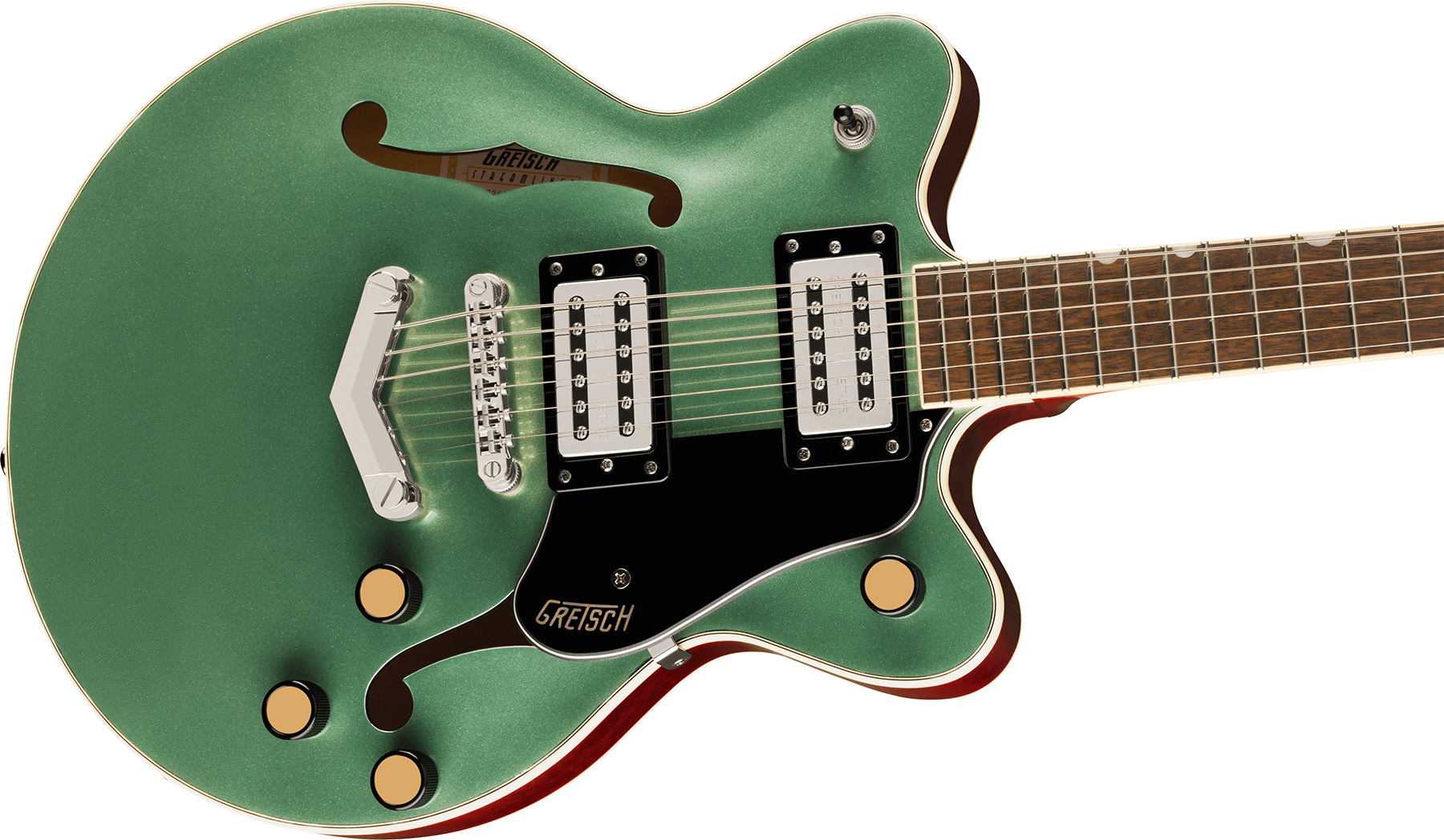 Gretsch G2655 Center Block Jr Dc V-stoptail Streamliner 2h Ht Lau - Steel Olive - Double cut electric guitar - Variation 2