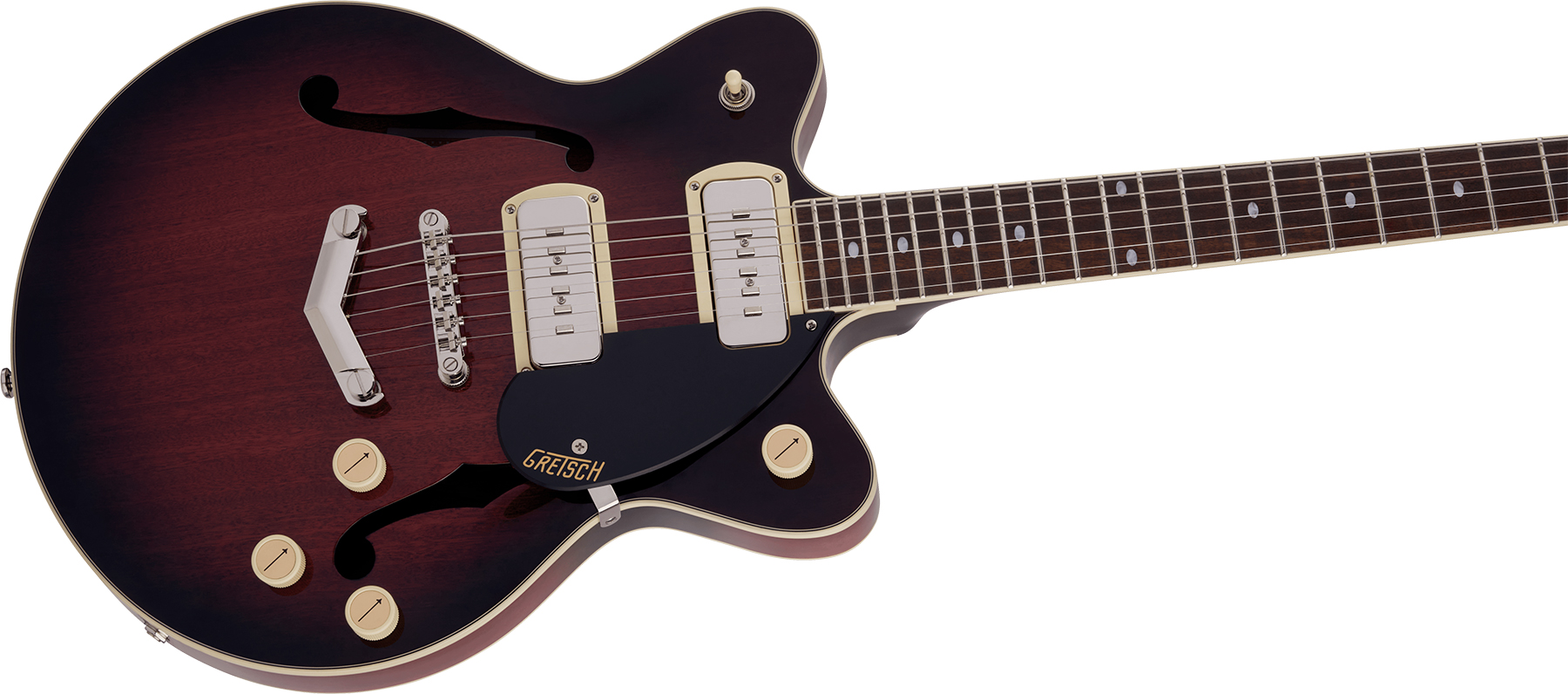 Gretsch G2655-p90 Streamliner Center Block Jr Dc Vstoptail Ss Ht Lau - Claret Burst - Semi-hollow electric guitar - Variation 2