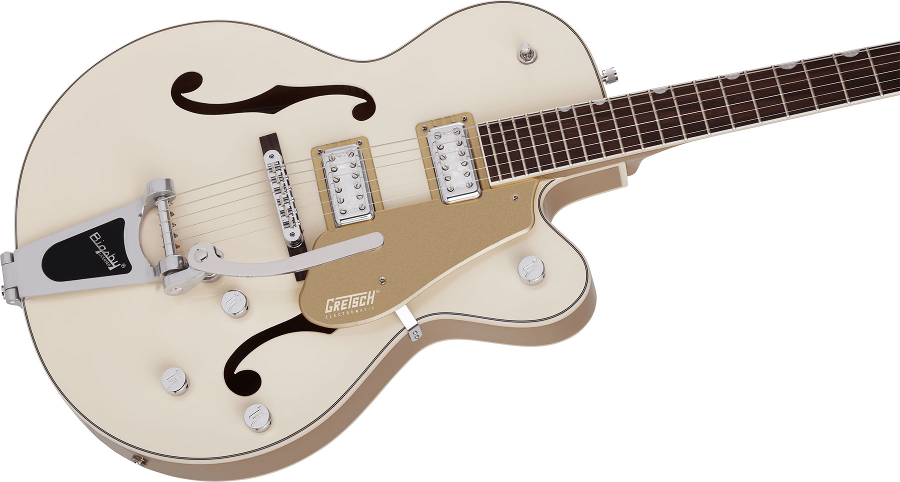 Gretsch G5410t Tri-five Electromatic Hollow Hh Bigsby Rw - Two-tone Vintage White/casino Gold - Semi-hollow electric guitar - Variation 2