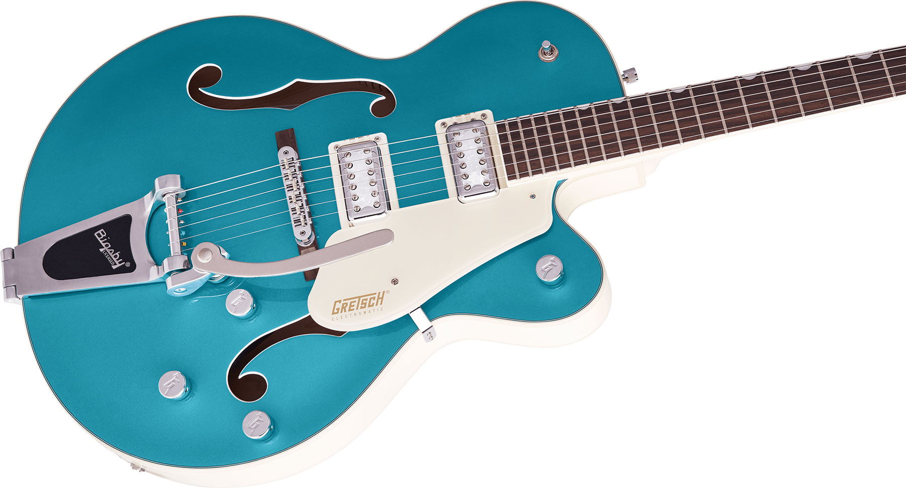 Gretsch G5410t Tri-five Electromatic Hollow Hh Bigsby Rw - Two-tone Ocean Turquoise/vintage White - Semi-hollow electric guitar - Variation 2