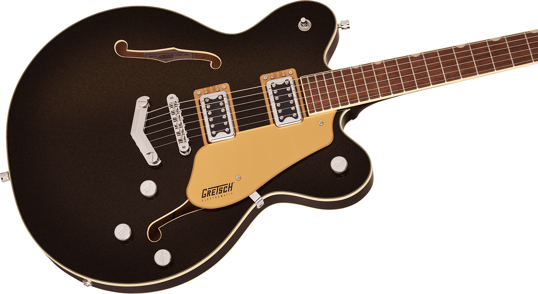 Gretsch G5622 Center Bloc Double Cut V-stoptail Electromatic Hh Ht Lau - Black Gold - Semi-hollow electric guitar - Variation 2