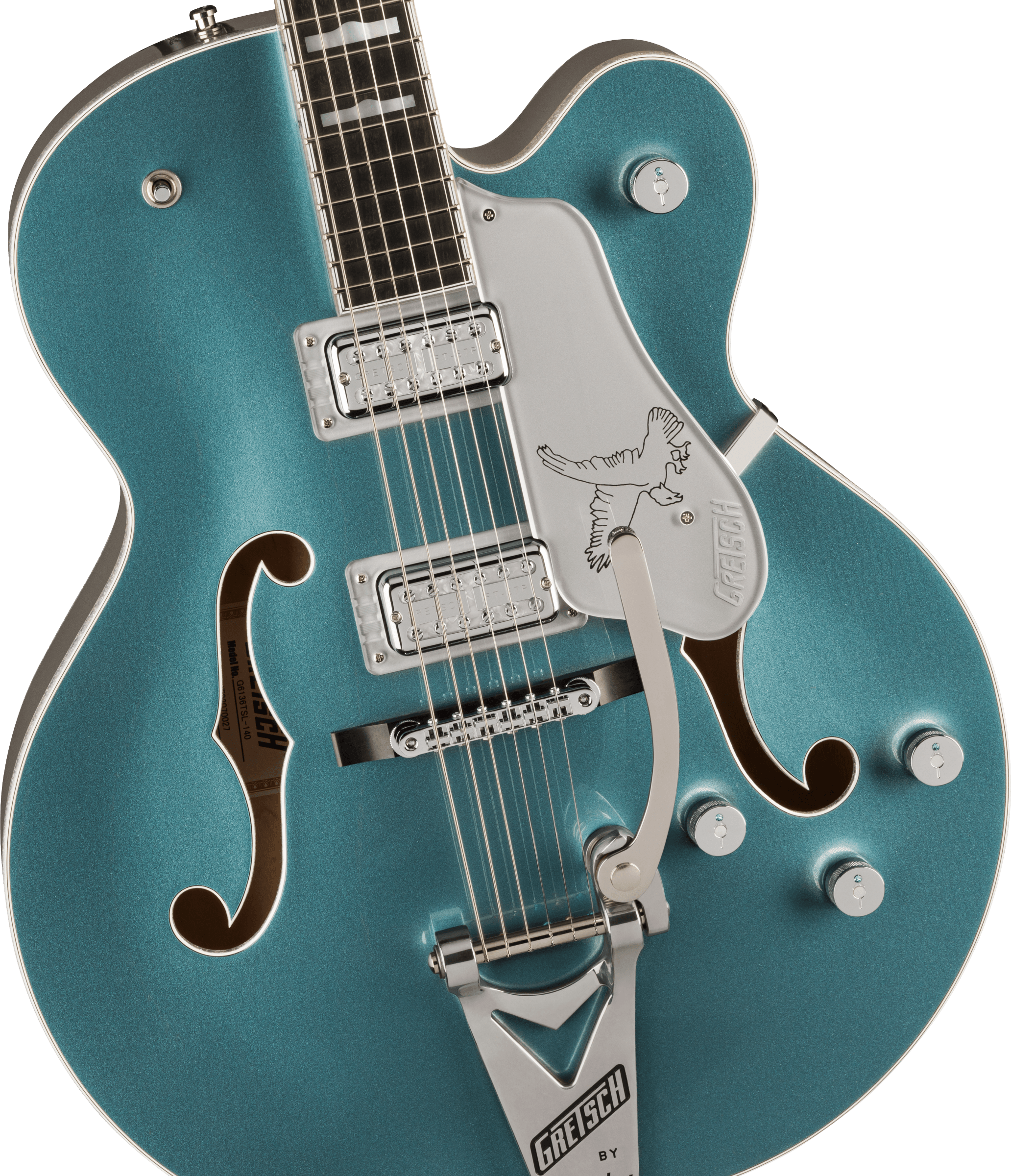 Gretsch G6136t-140 Ltd 140th Double-platinum Falcon Eb - Two-tone Stone Platinum/pure Platinum - Semi-hollow electric guitar - Variation 2