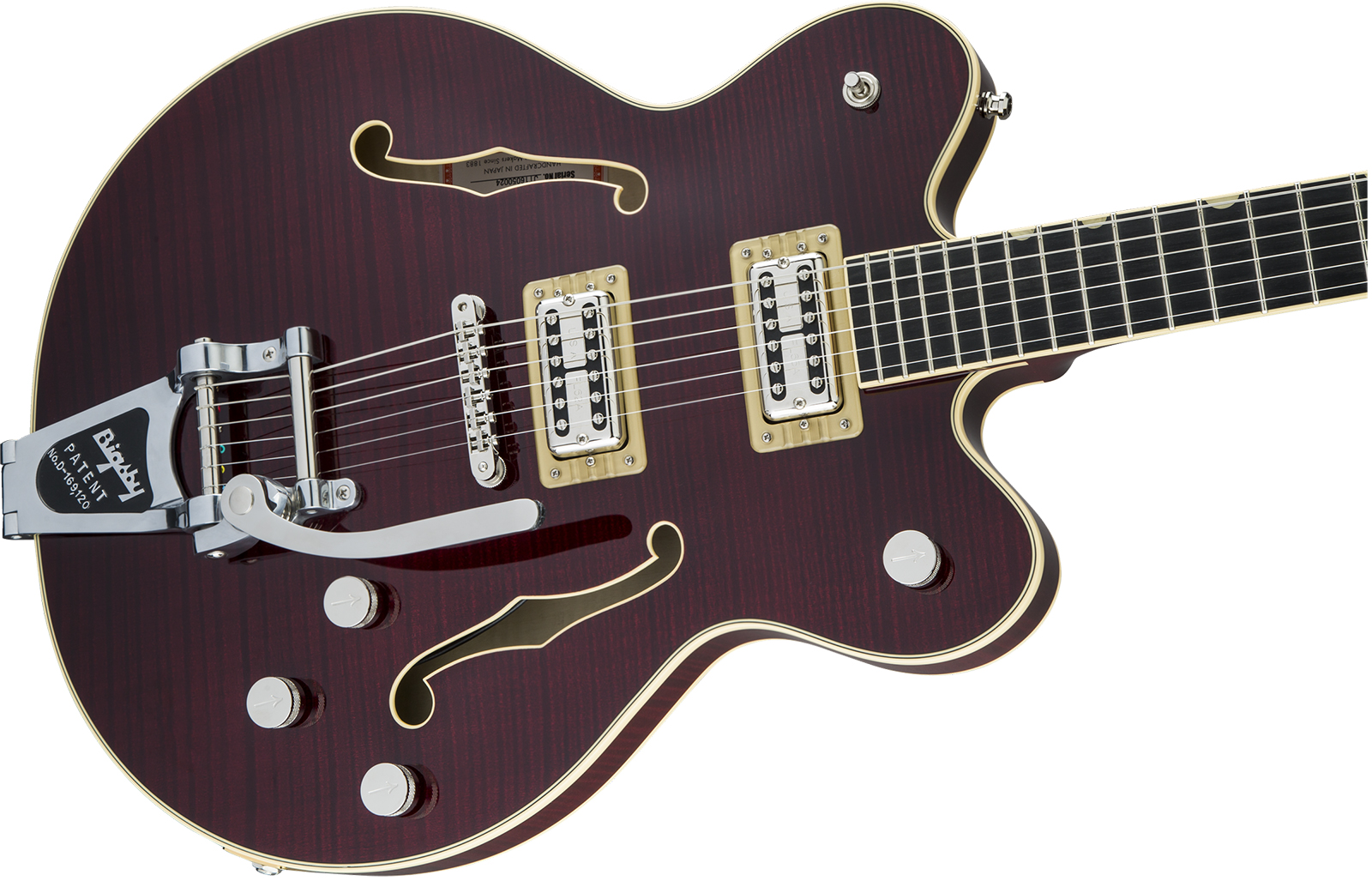 Gretsch G6609tfm Broadkaster Center Bloc Dc Players Edition Pro Jap Bigsby Eb - Dark Cherry Stain - Semi-hollow electric guitar - Variation 2