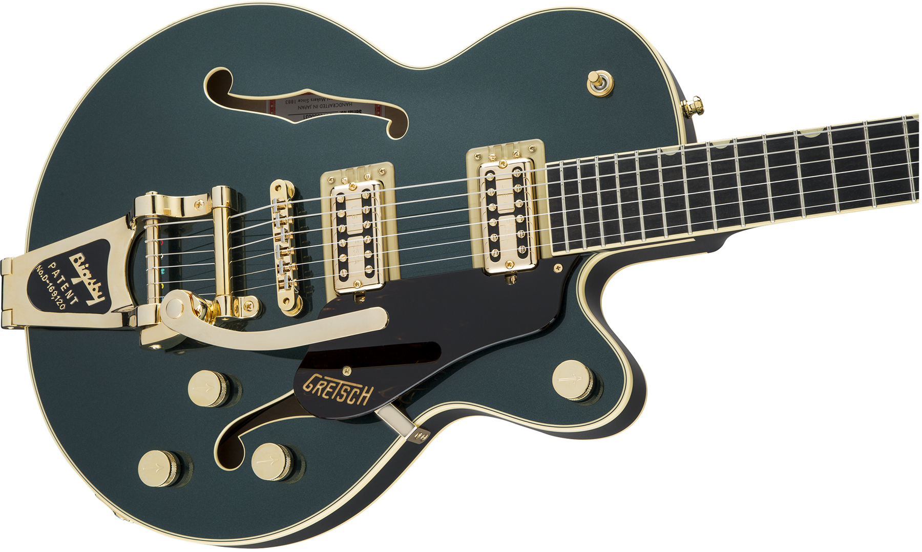 Gretsch G6659tg Broadkaster Jr Center Bloc Players Edition Bigsby Pro Jap 2h Trem Eb - Cadillac Green - Semi-hollow electric guitar - Variation 2