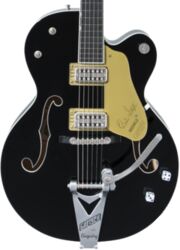 Semi-hollow electric guitar Gretsch G6120T-BSNSH Nashville with Bigsby (Japan) - Black lacquer