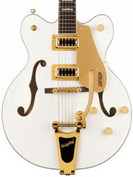 Semi-hollow electric guitar Gretsch G5422TG Electromatic Classic Hollow Body Double-Cut with Bigsby And Gold Hardware - Snowcrest white