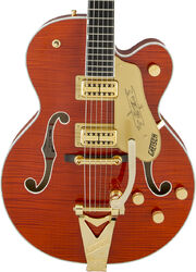 Semi-hollow electric guitar Gretsch G6120TFM Players Edition Nashville Professional Japan - Orange stain