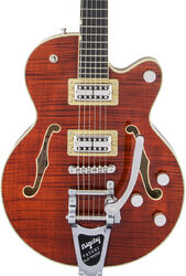 Semi-hollow electric guitar Gretsch G6659TFM Players Edition Broadkaster Jr. Center Bloc Nashville Professional Japan - Bourbon stain
