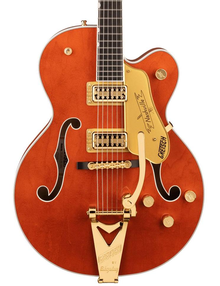 Hollow-body electric guitar Gretsch G6120TG Players Edition Nashville Professional Japan - Orange stain