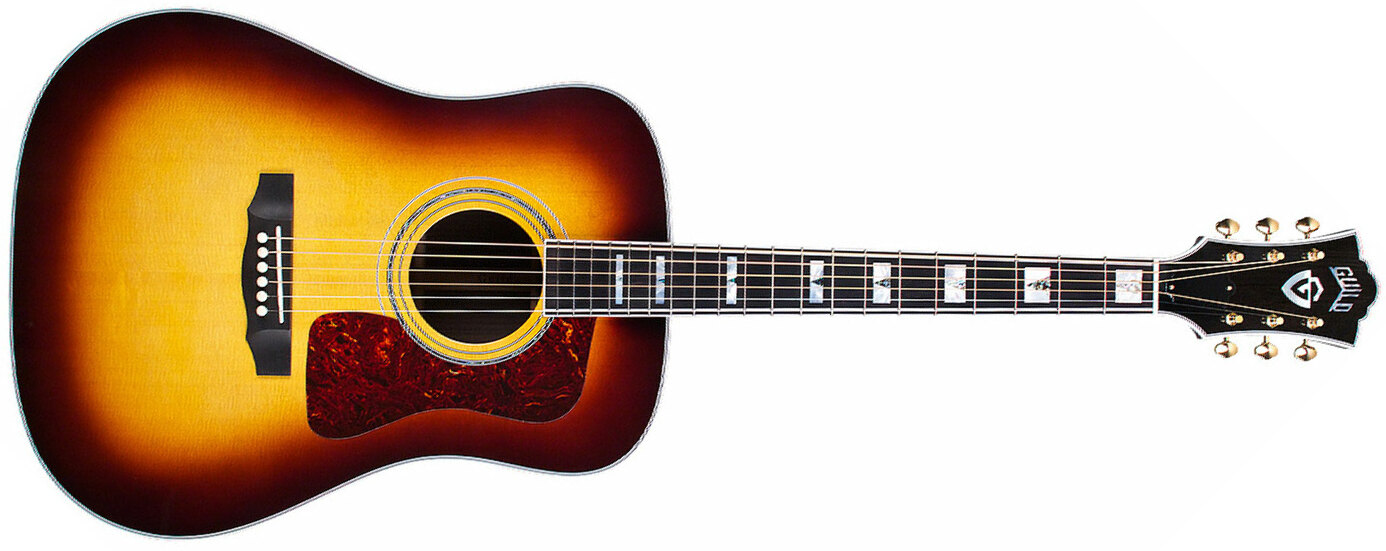 Guild D-55e Usa Dreadnought Epicea Palissandre Eb - Antique Burst - Electro acoustic guitar - Main picture