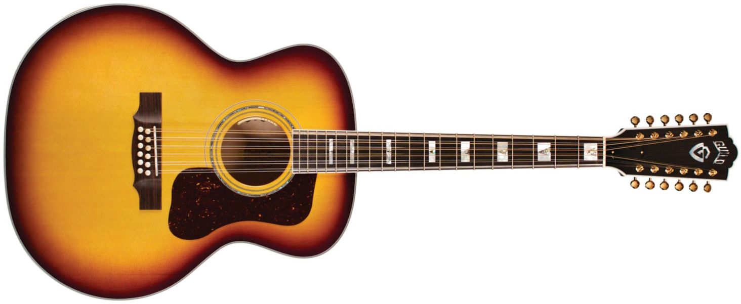 Guild F-512e Maple Usa Jumbo 12c Epicea Erable Eb - Antique Burst - Folk guitar - Main picture