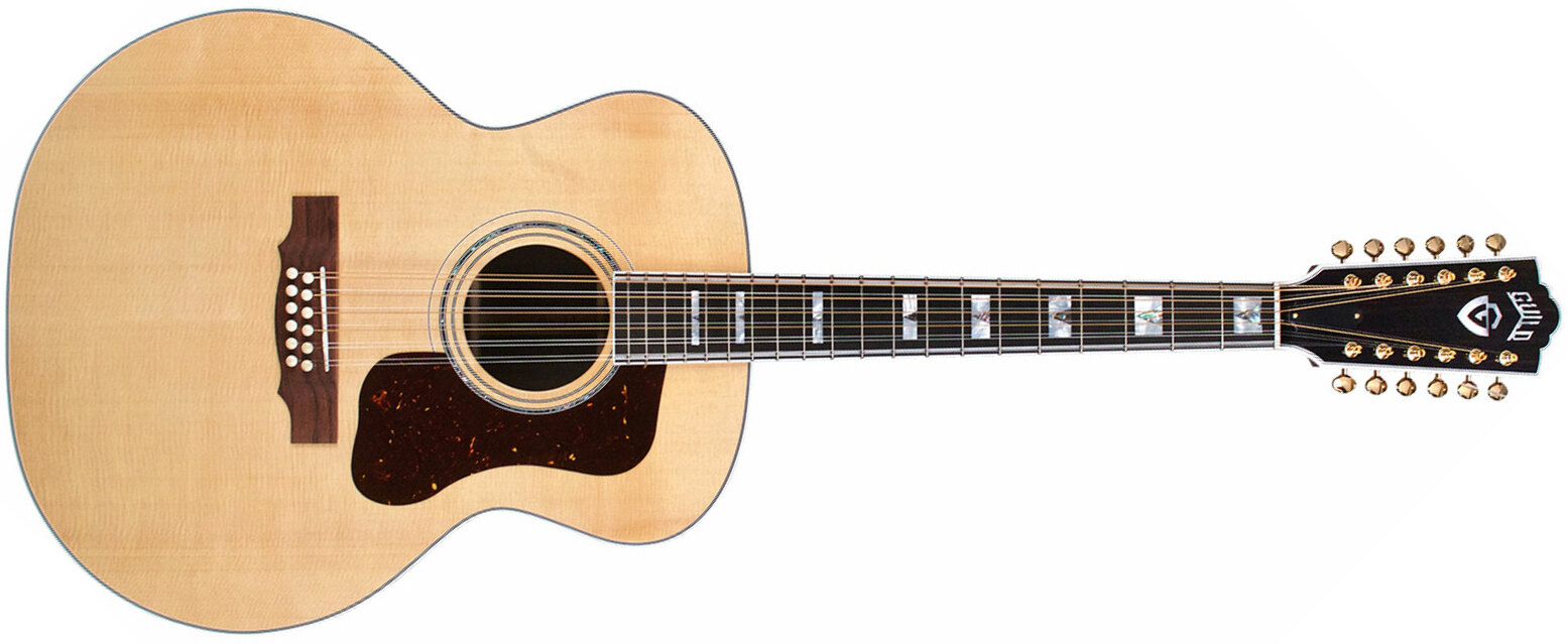 Guild F-512e Usa Jumbo 12c Epicea Palissandre Eb - Natural - Electro acoustic guitar - Main picture