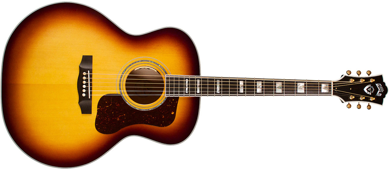 Guild F-55e Maple Usa Jumbo Epicea Erable Eb - Antique Sunburst - Electro acoustic guitar - Main picture