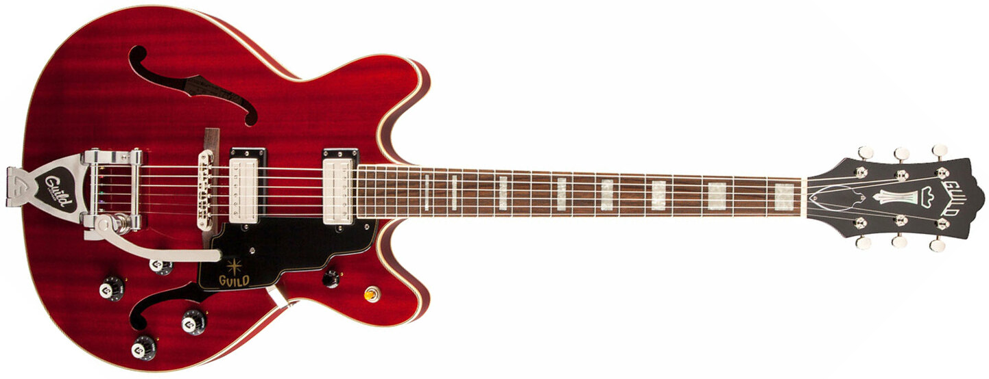 Guild Starfire V Newark St Hh Bigsby Rw - Cherry Red - Semi-hollow electric guitar - Main picture