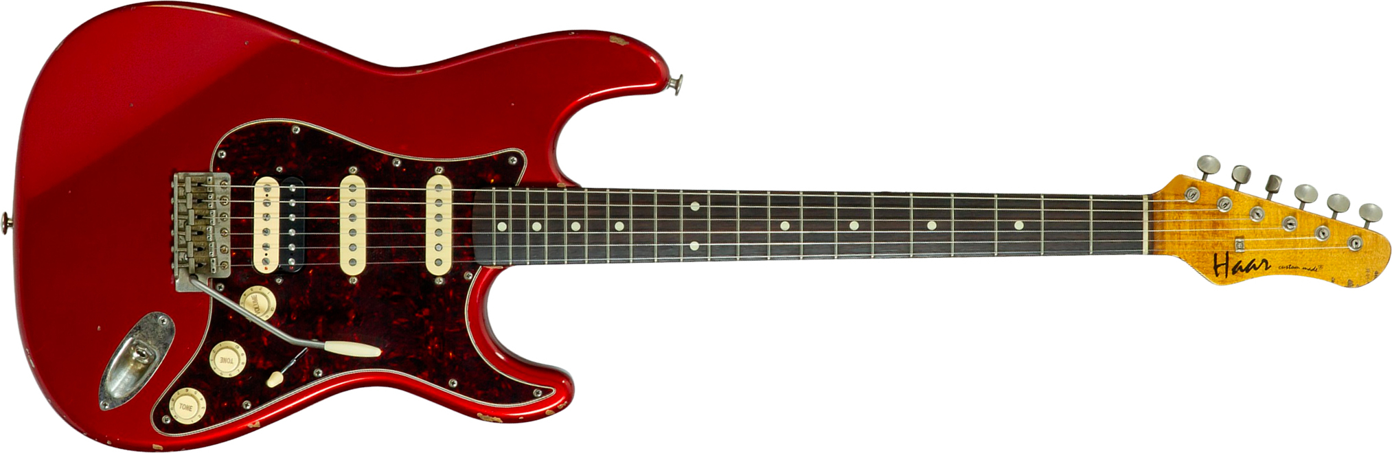 Haar Guitars Trad S Hss Lindy Fralin Trem Rw #43516 - Aged Candy Apple Red - Str shape electric guitar - Main picture