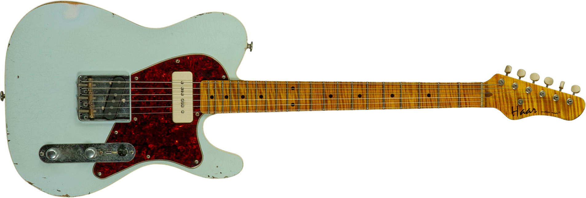 Haar Guitars Trad T  2s Lindy Fralin P90 #43675 - Aged Faded Sonic Blue - Tel shape electric guitar - Main picture