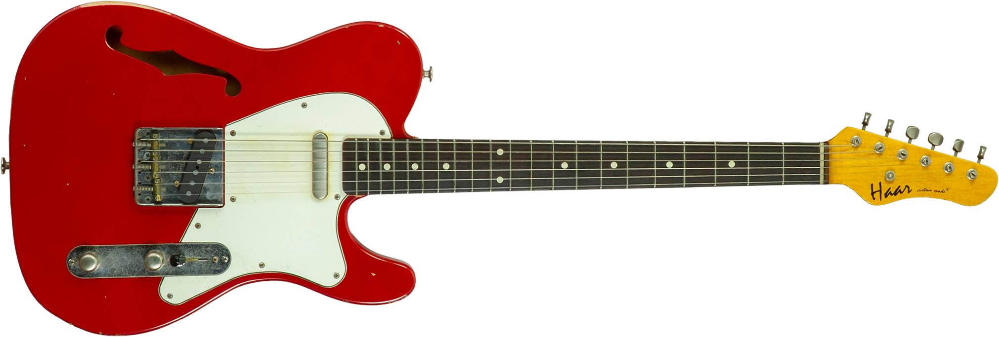 Haar Guitars Trad T Thinline 2s Lindy Fralin Rw #43661 - Aged Old Red - Tel shape electric guitar - Main picture