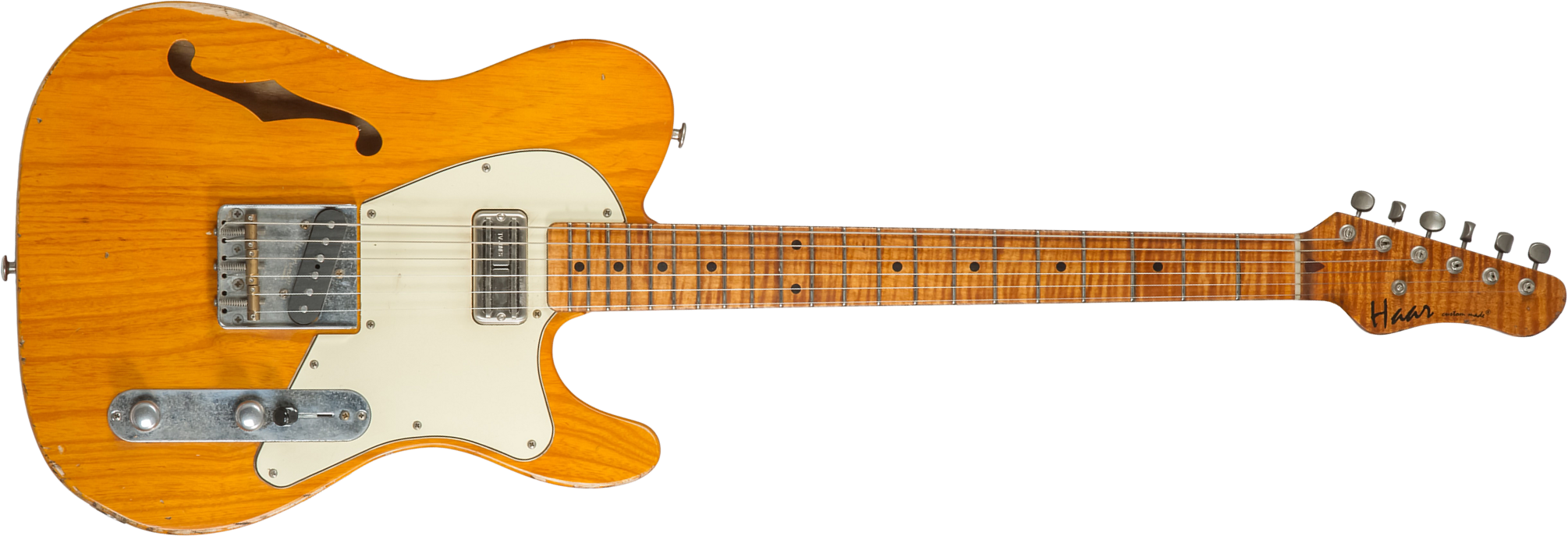 Haar Guitars Trad T Thinline Sh Tv Jones / Lindy Fralin Ht Mn #42270 - Aged Orange Antique - Tel shape electric guitar - Main picture