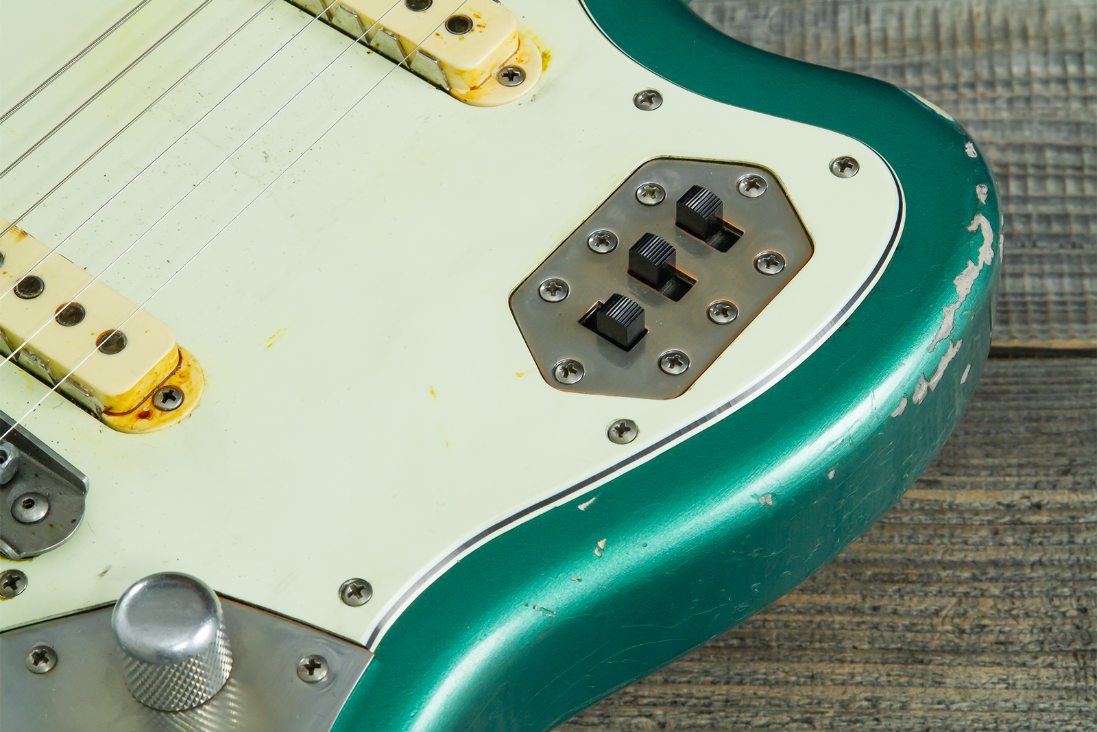 Haar Guitars Trad Jg 2s Amber Trem Rw #43594 - Aged Sherwood Green Metallic - Retro rock electric guitar - Variation 9