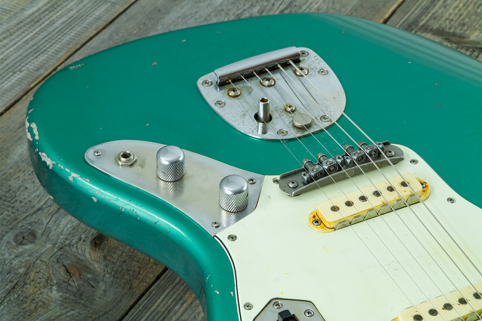 Haar Guitars Trad Jg 2s Amber Trem Rw #43594 - Aged Sherwood Green Metallic - Retro rock electric guitar - Variation 5
