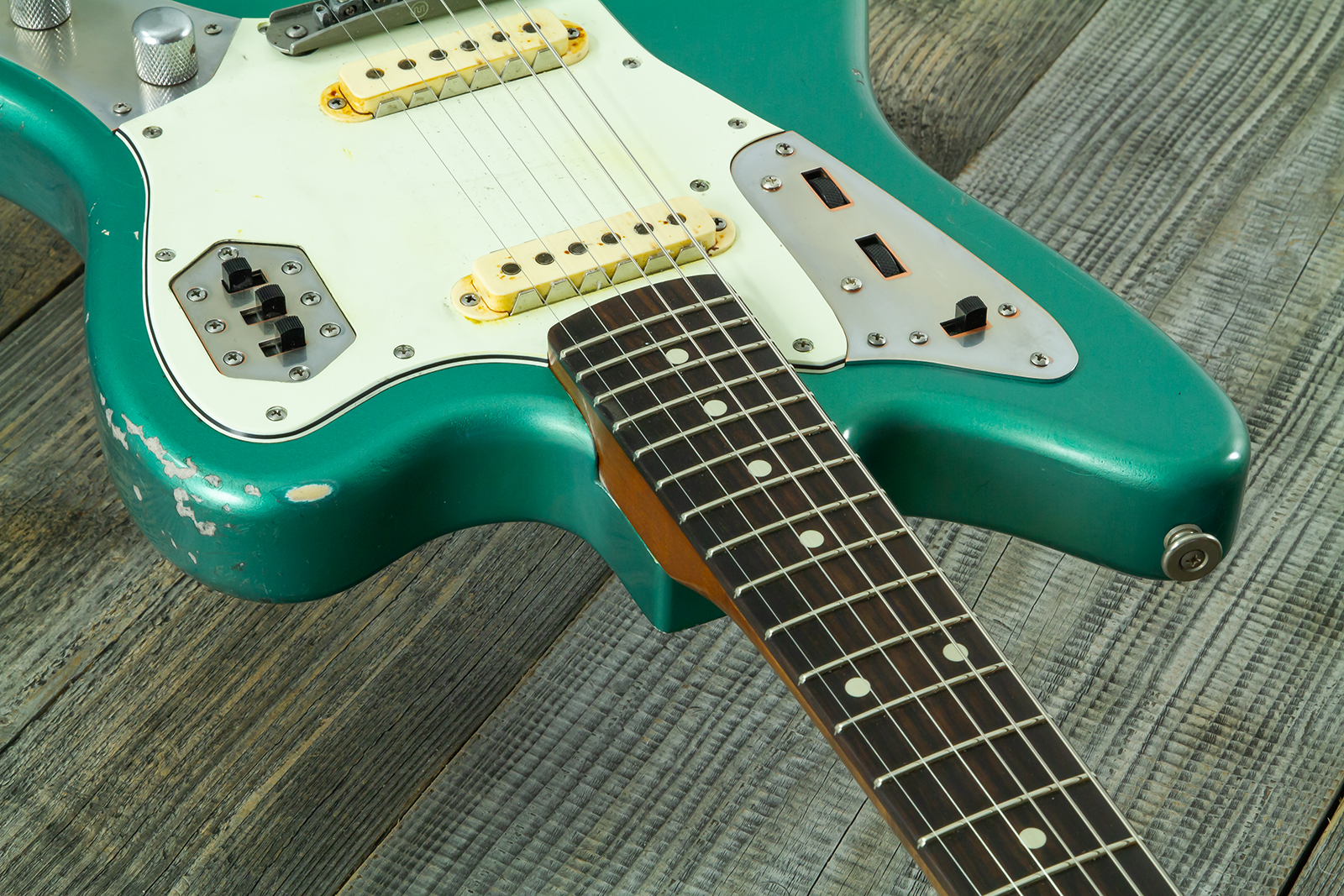 Haar Guitars Trad Jg 2s Amber Trem Rw #43594 - Aged Sherwood Green Metallic - Retro rock electric guitar - Variation 6