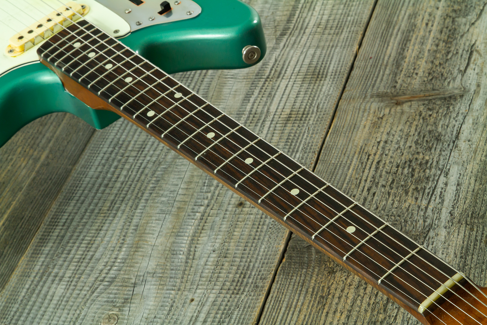 Haar Guitars Trad Jg 2s Amber Trem Rw #43594 - Aged Sherwood Green Metallic - Retro rock electric guitar - Variation 7