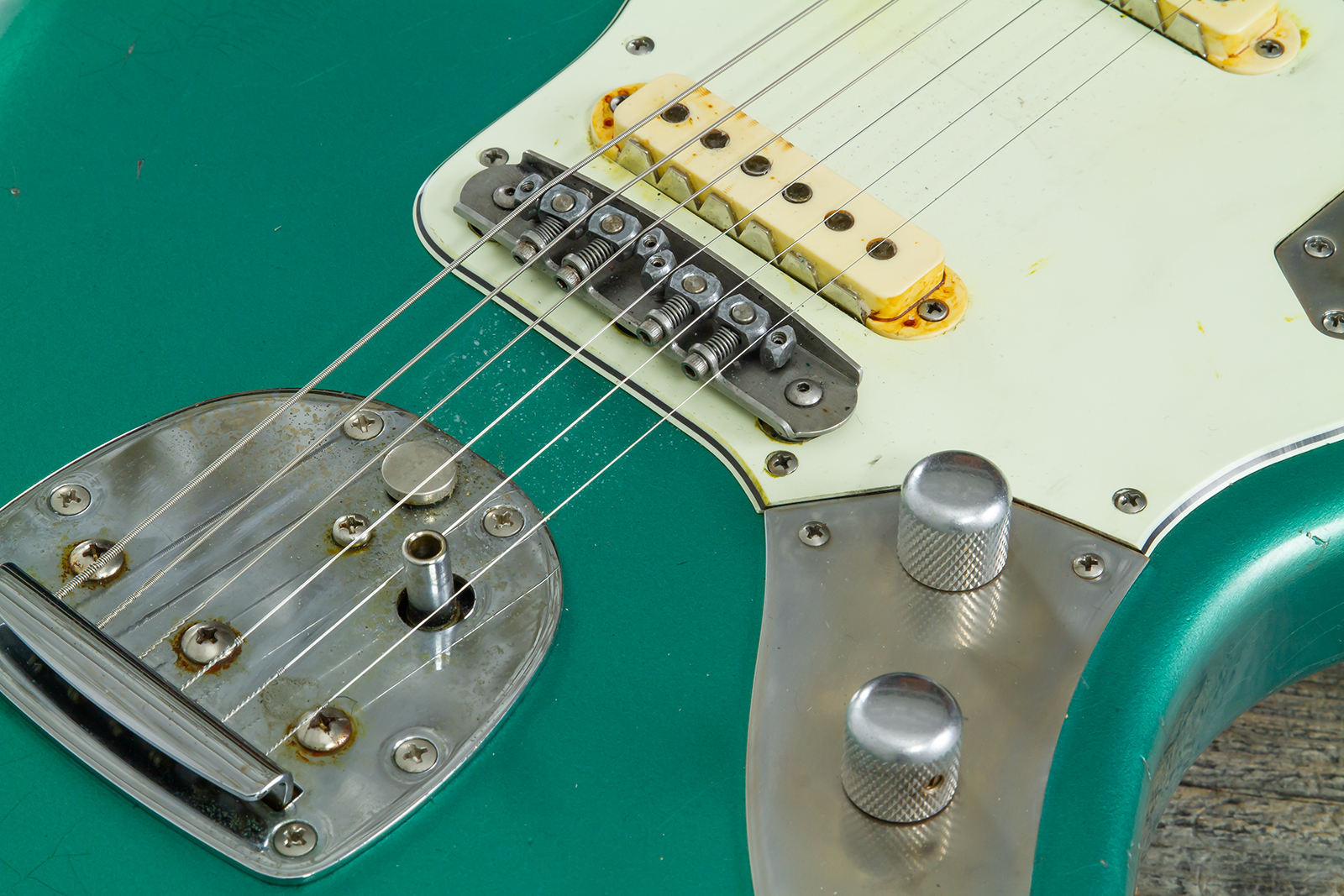 Haar Guitars Trad Jg 2s Amber Trem Rw #43594 - Aged Sherwood Green Metallic - Retro rock electric guitar - Variation 8