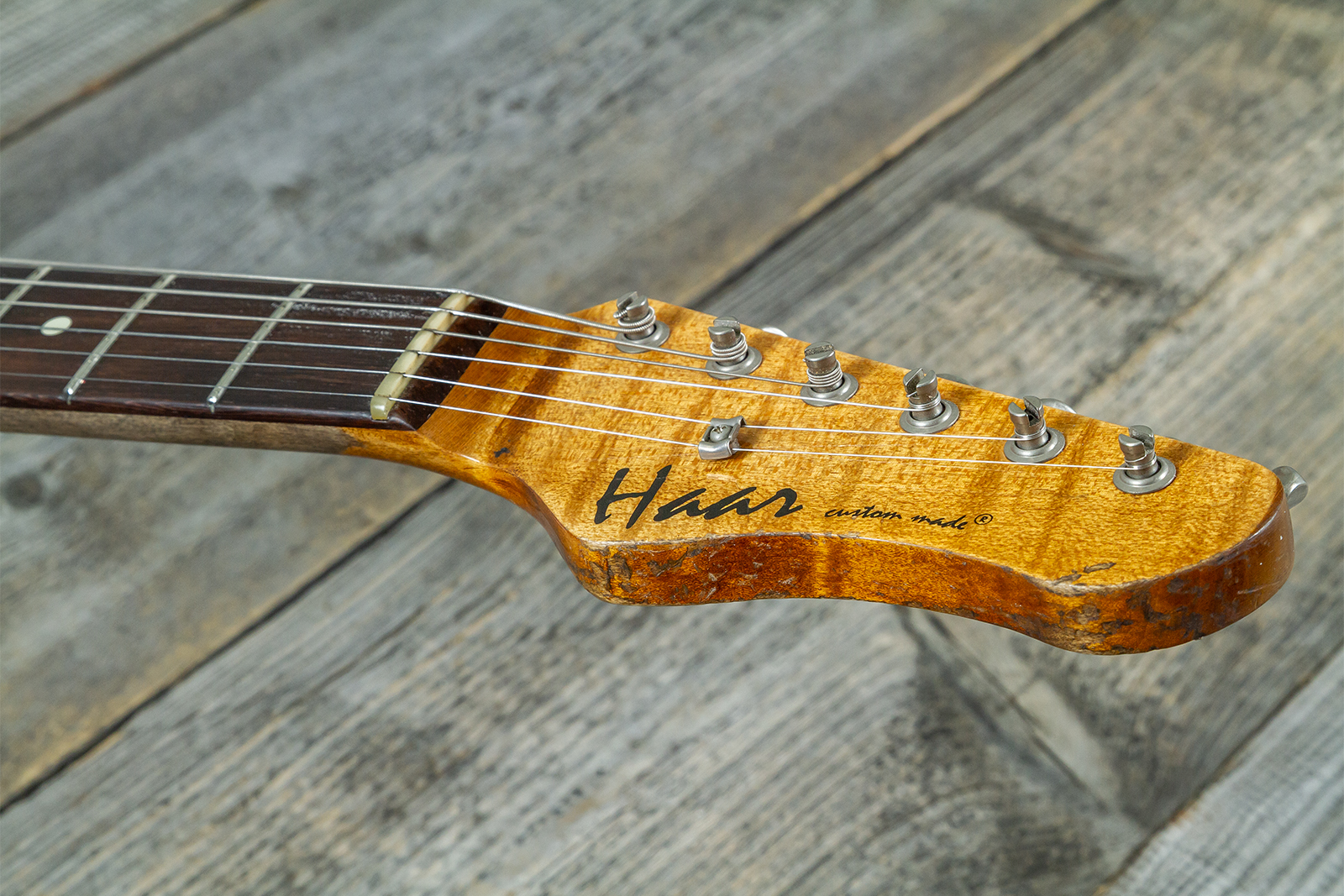 Haar Guitars Trad S 3s Klopppmann Trem Rw #43486 - Aged Fiesta Red - Str shape electric guitar - Variation 6