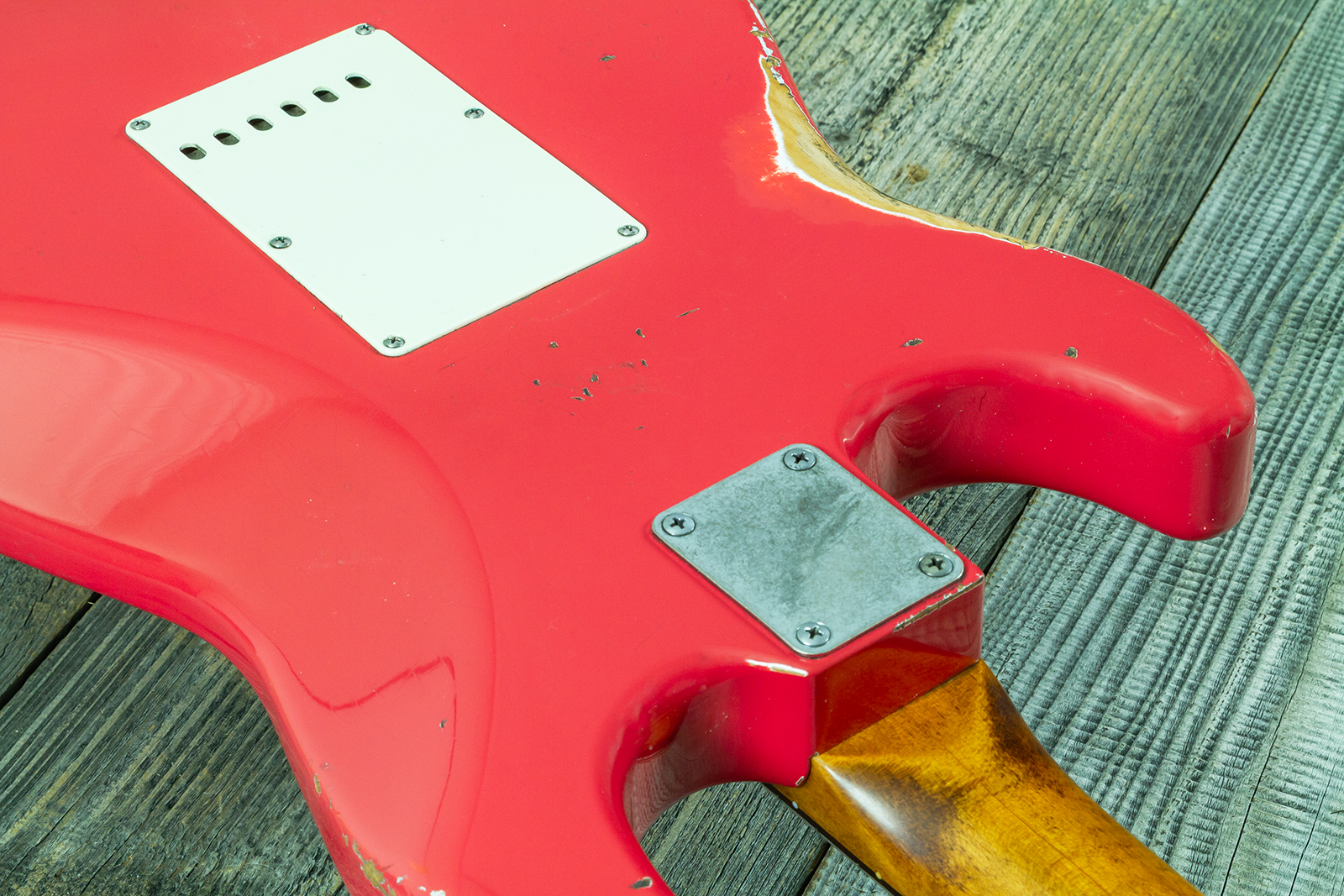 Haar Guitars Trad S 3s Klopppmann Trem Rw #43486 - Aged Fiesta Red - Str shape electric guitar - Variation 8