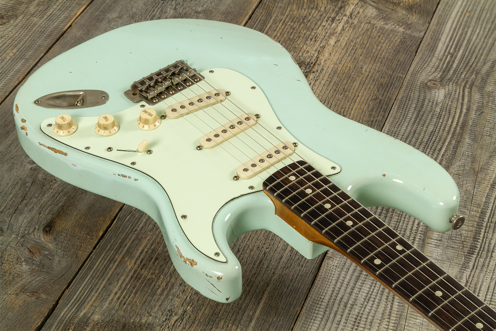Haar Guitars Trad S 3s Lindy Fralin Trem Rw #43487 - Aged Surf Green - Str shape electric guitar - Variation 2