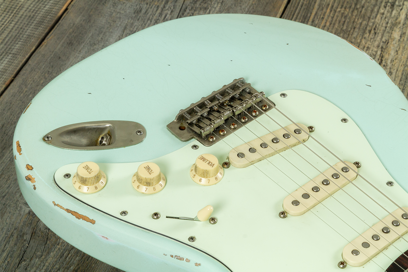 Haar Guitars Trad S 3s Lindy Fralin Trem Rw #43487 - Aged Surf Green - Str shape electric guitar - Variation 3