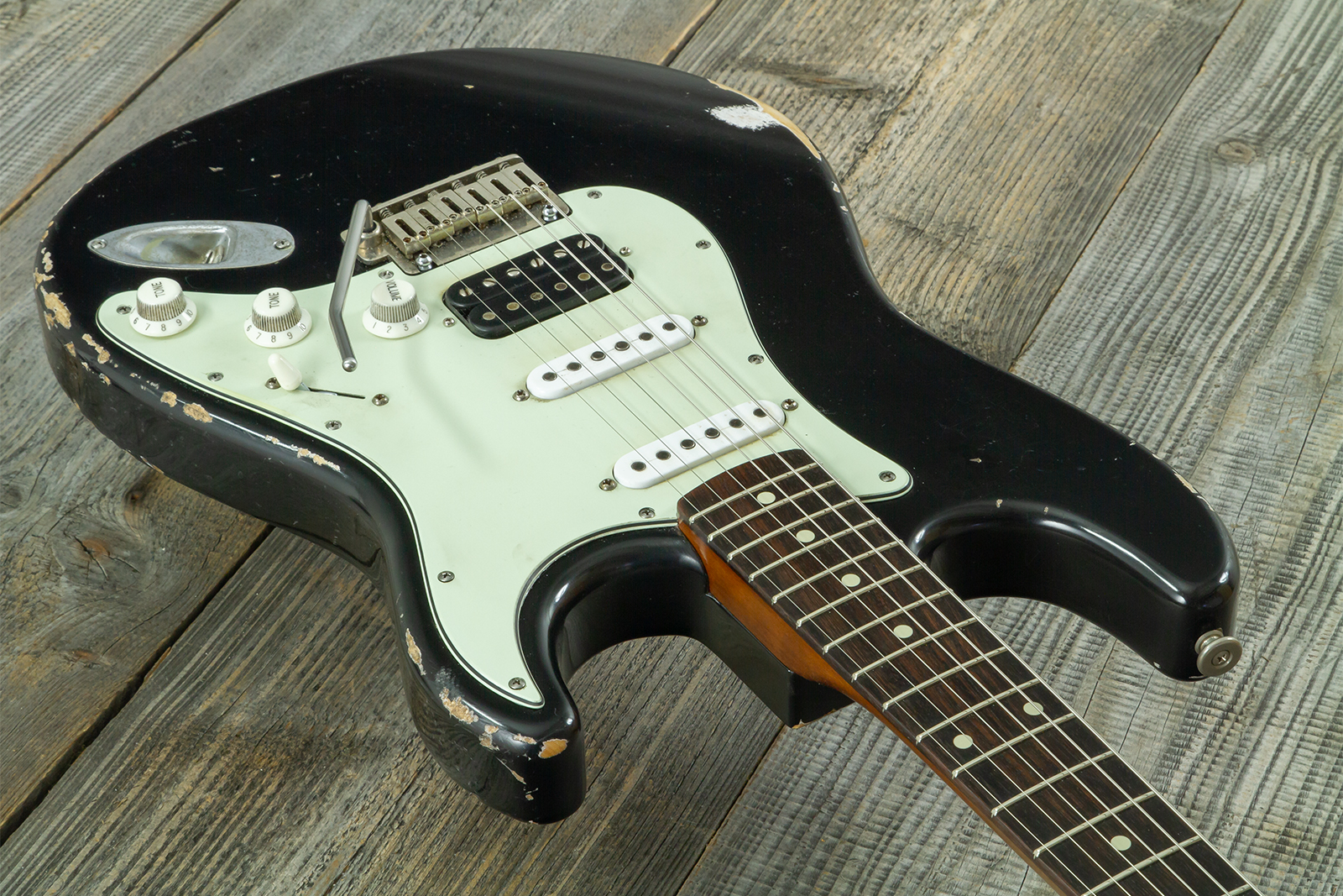 Haar Guitars Trad S Hss Amber Trem Rw #43517 - Aged Black - Str shape electric guitar - Variation 2