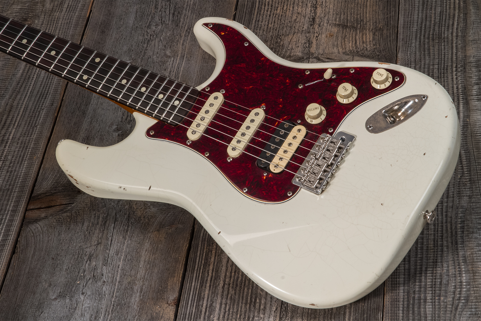 Haar Guitars Trad S Hss Lindy Fralin Trem Rw #42275 - Aged Olympic White - Str shape electric guitar - Variation 2