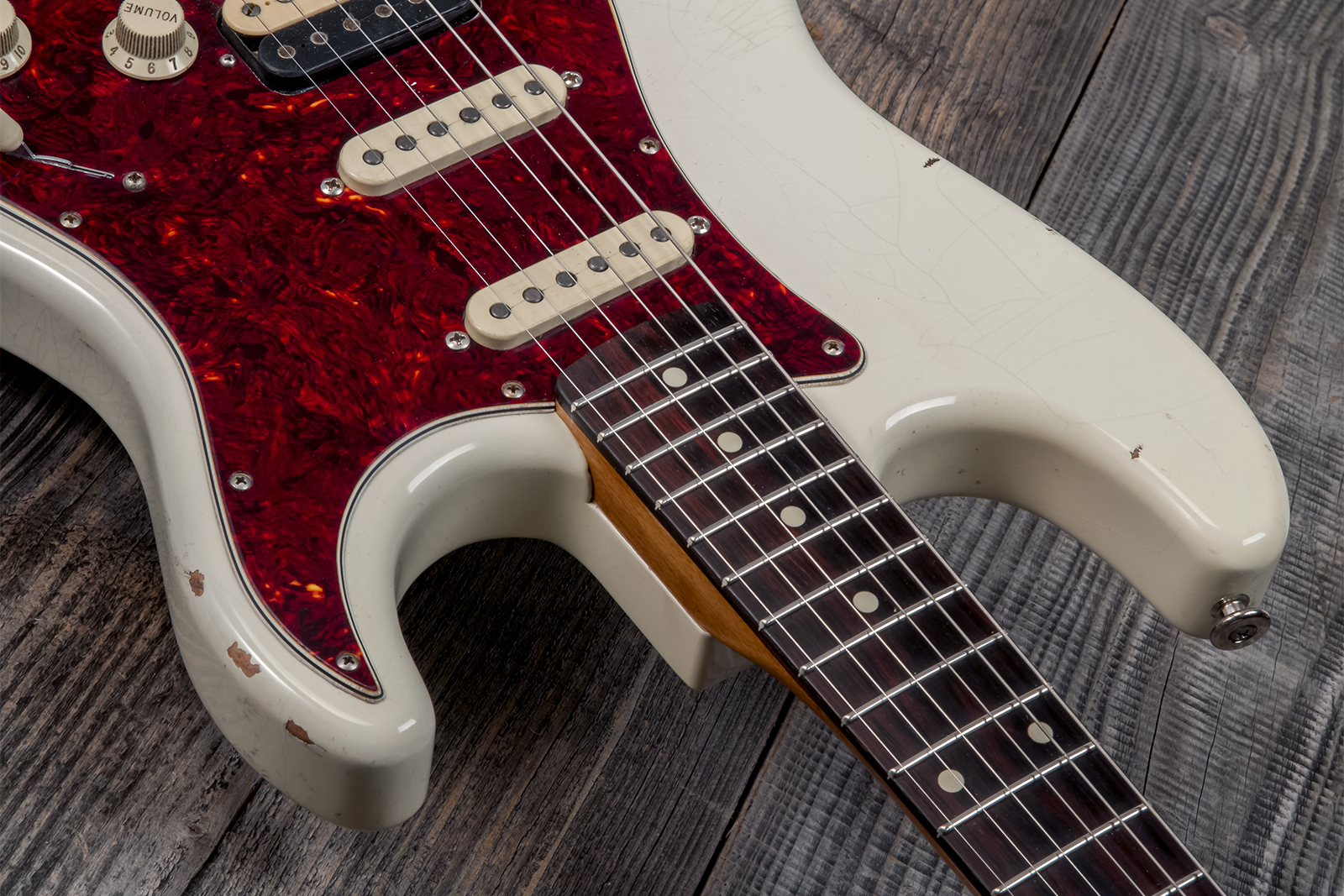 Haar Guitars Trad S Hss Lindy Fralin Trem Rw #42275 - Aged Olympic White - Str shape electric guitar - Variation 4