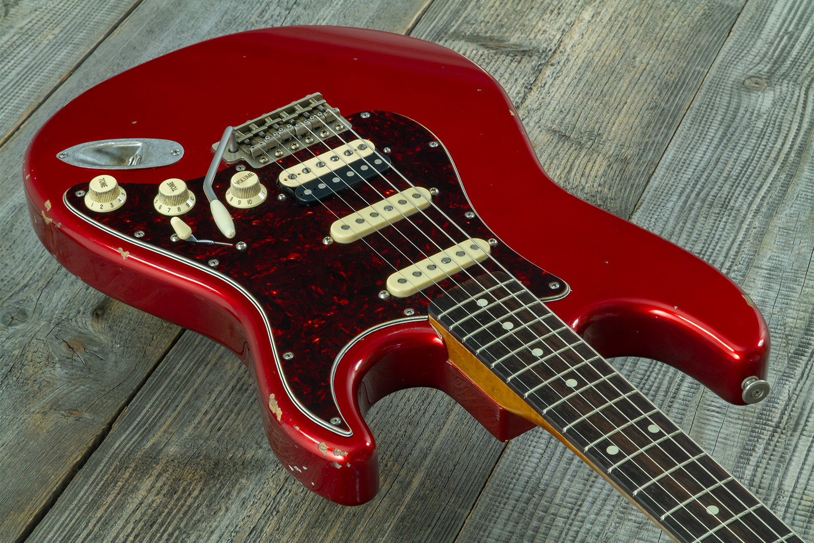 Haar Guitars Trad S Hss Lindy Fralin Trem Rw #43516 - Aged Candy Apple Red - Str shape electric guitar - Variation 4