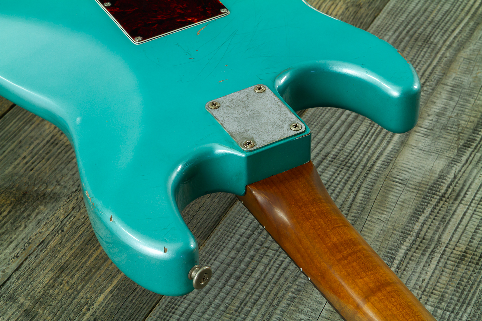 Haar Guitars Trad S Hss Lindy Fralin Trem Rw #43592 - Aged Teal Green Metallic - Str shape electric guitar - Variation 9
