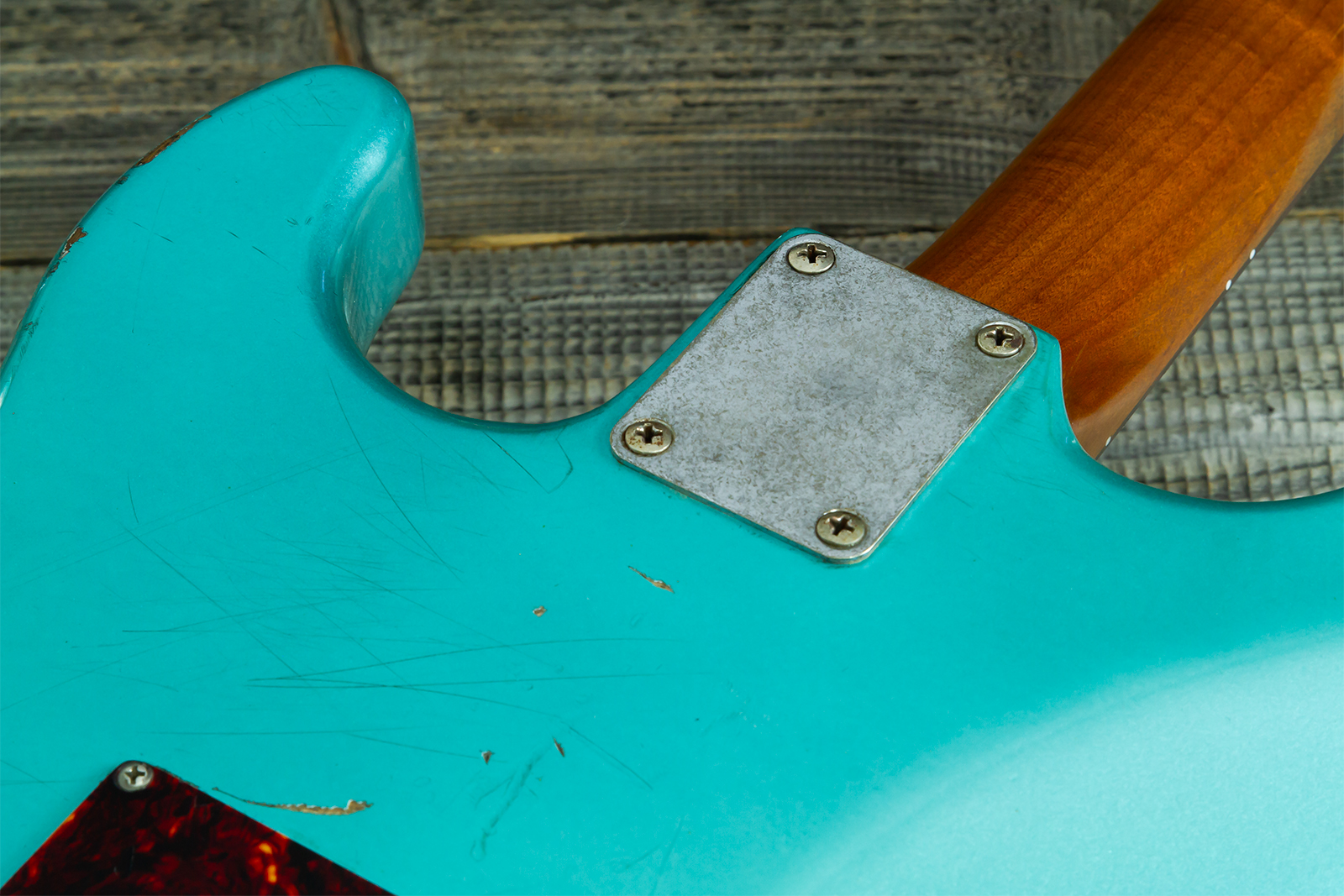 Haar Guitars Trad S Hss Lindy Fralin Trem Rw #43592 - Aged Teal Green Metallic - Str shape electric guitar - Variation 11