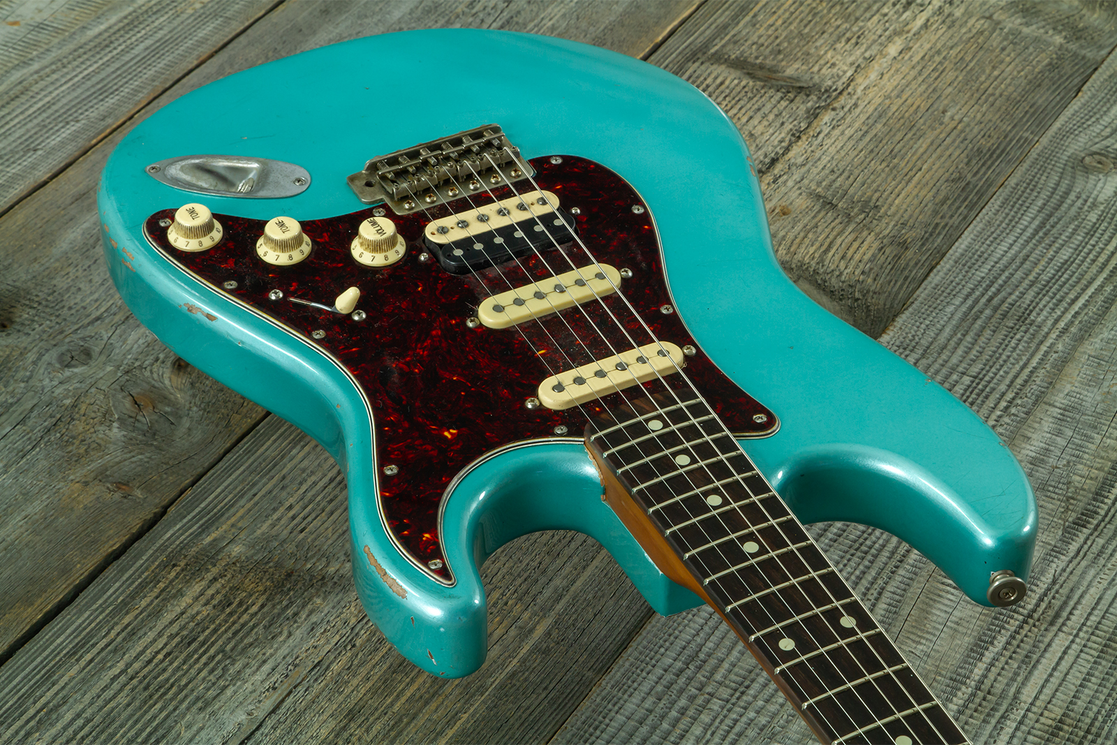 Haar Guitars Trad S Hss Lindy Fralin Trem Rw #43592 - Aged Teal Green Metallic - Str shape electric guitar - Variation 2